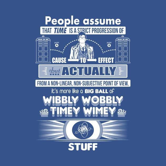 Doctor Who Wibbly Wobbly Timey Wimey Tardis Girls JUNIORS Blue T-shirt