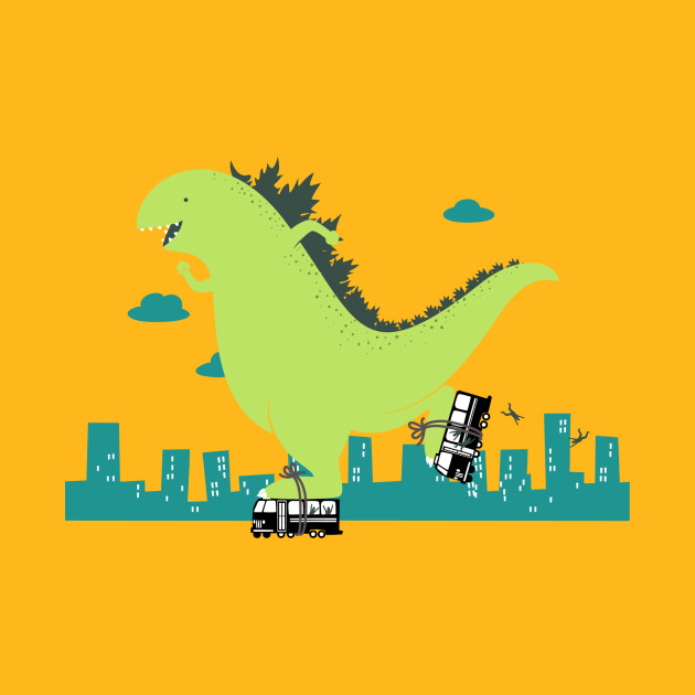 Roller Skating - A Godzilla T-Shirt by Flying Mouse - The Shirt List