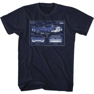 DeLorean Blueprints Back to the Future T-Shirt