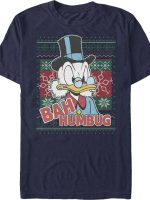 Bah Humbug Faux Ugly Christmas Sweater T-Shirt